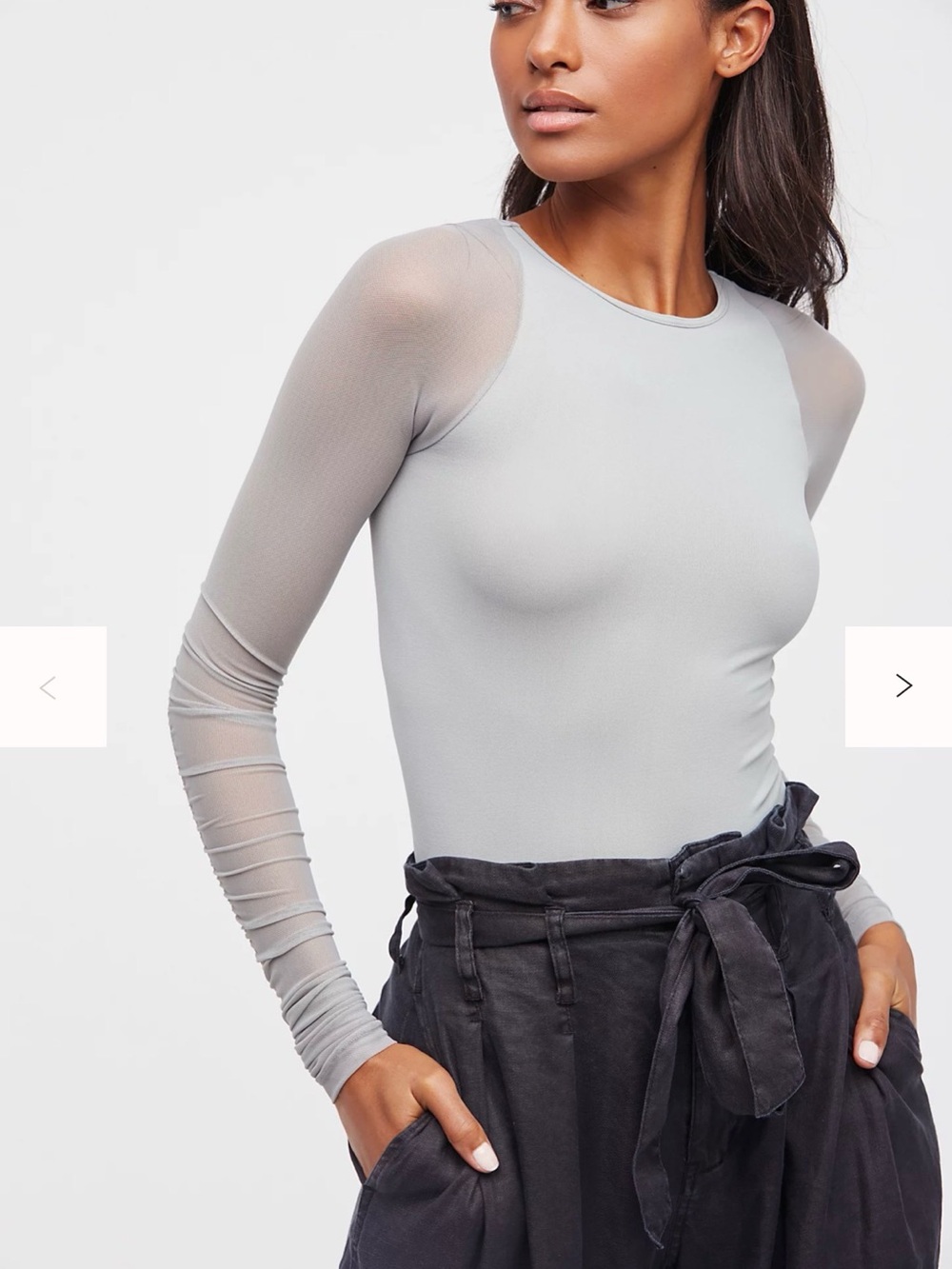 Free people intimately Scrunch Sleeve Seamless long sleeve top | Mystic Blue